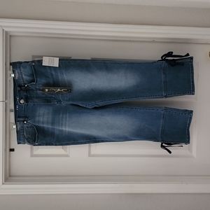 Women's Designer Diane Gilman DG2 Ankle Jeans With Side Split & Bows.  Size 14.